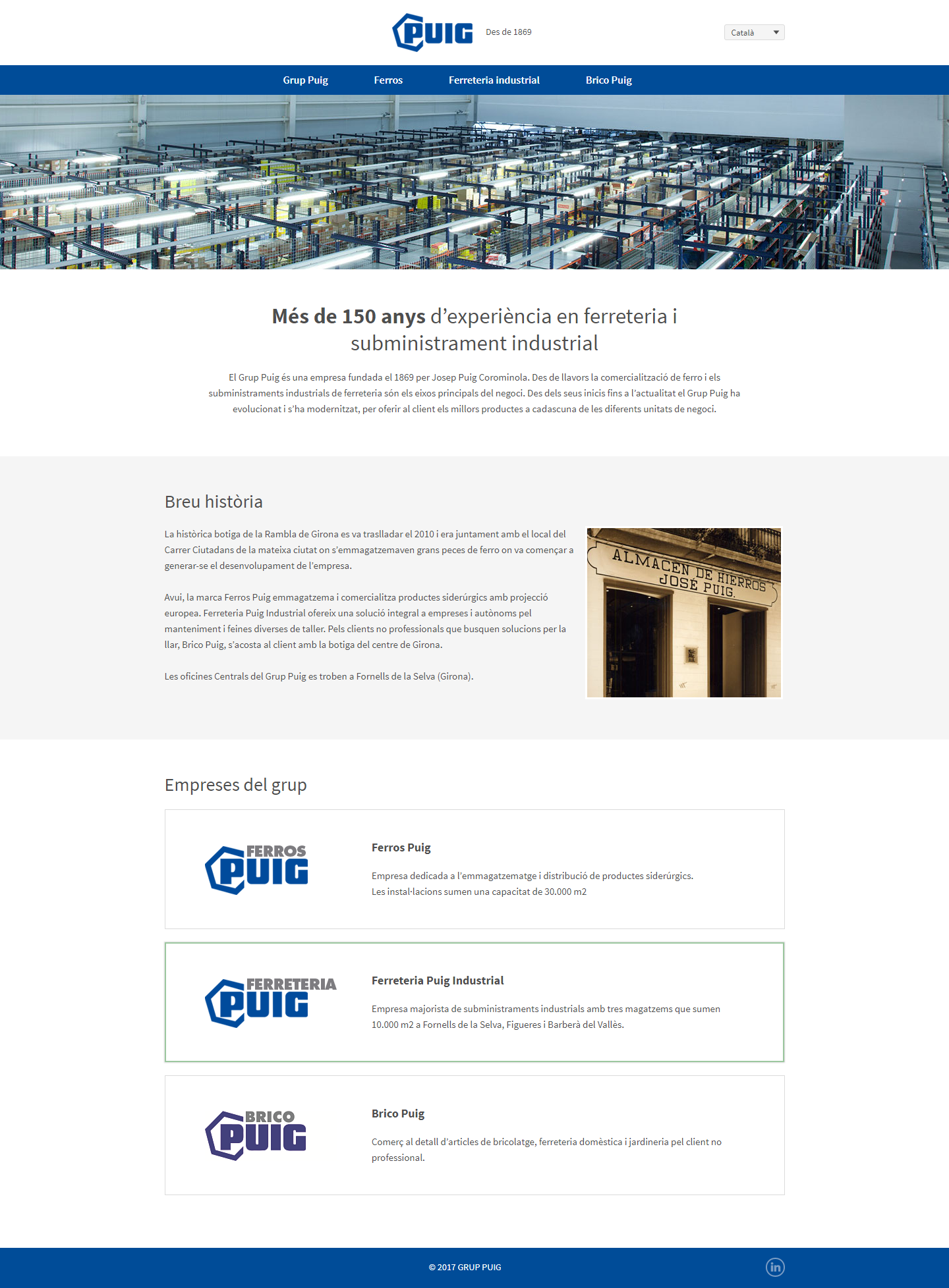 Site Web corporatif Grupo Puig, une entreprise fondée en 1869 qui a évolué et s'est modernisée pour offrir aux clients les meilleurs produits et les présenter virtuellement sur son site Web. de Grup Puig