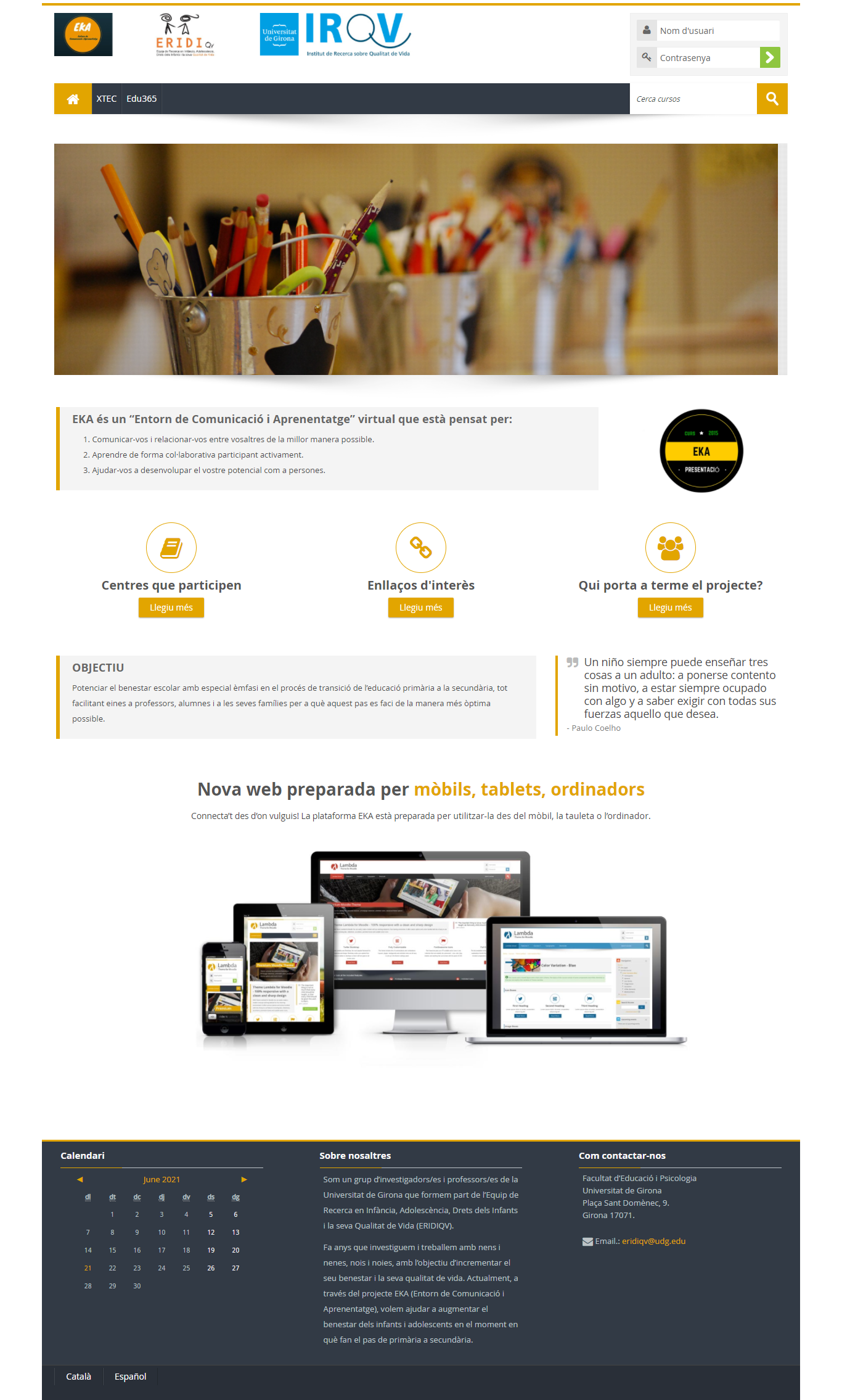 Educational platform for the University of Girona