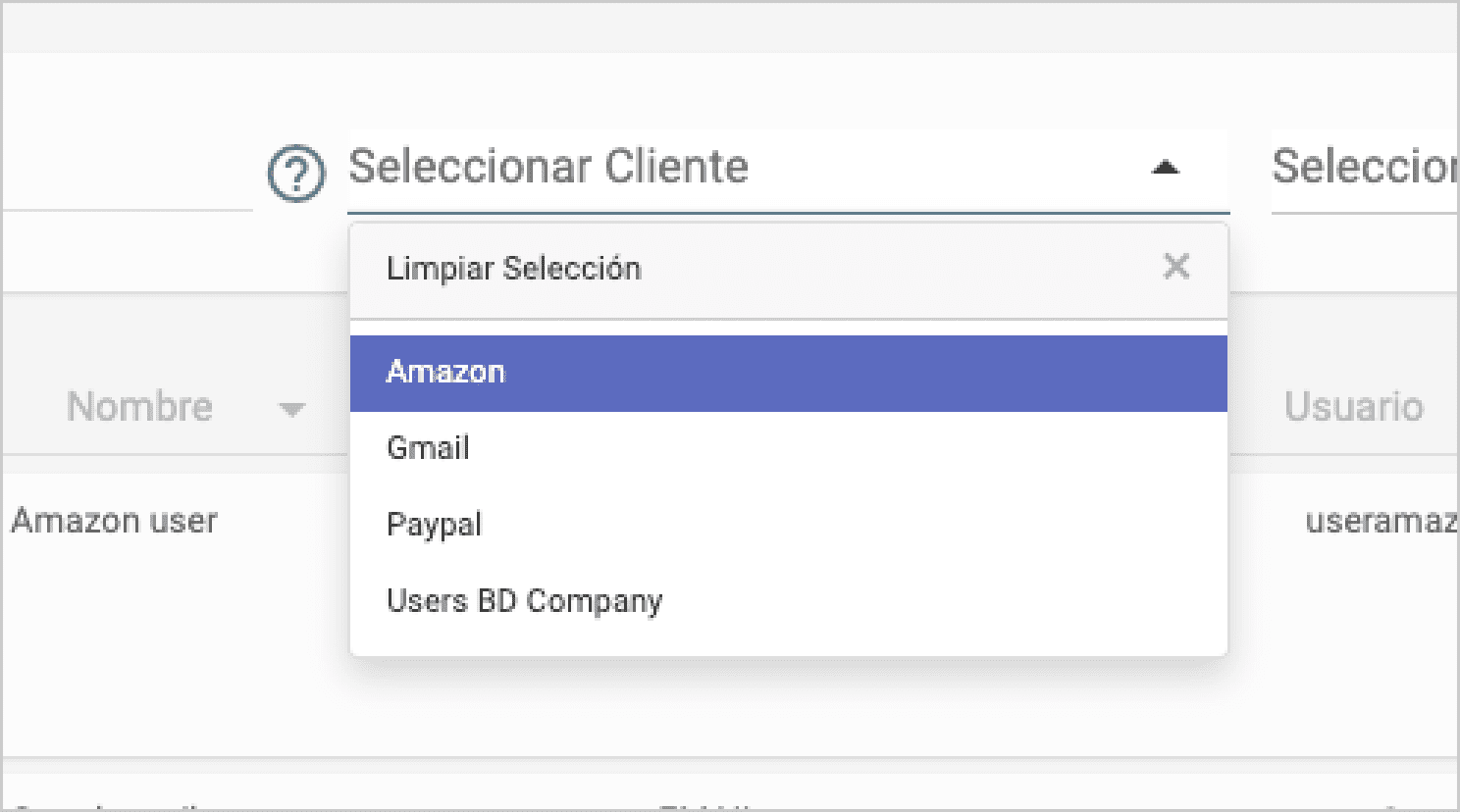 Filtro de contraseñas por cliente