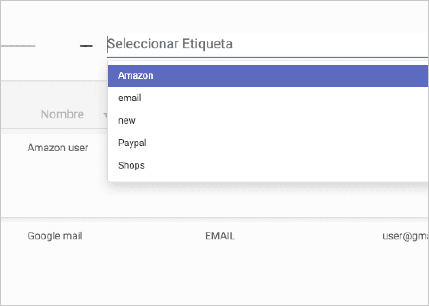 Filtrar contraseñas por etiqueta