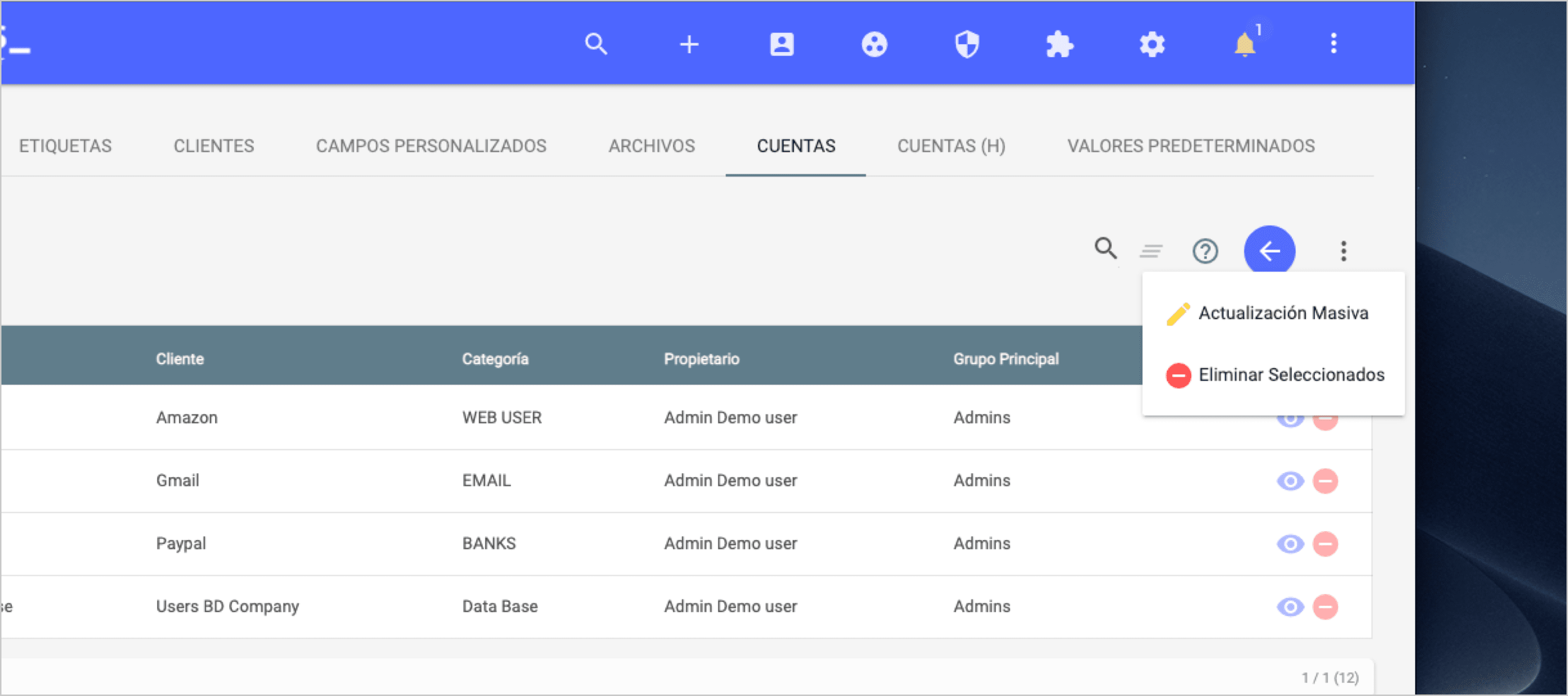 Actualización masiva de contraseñas