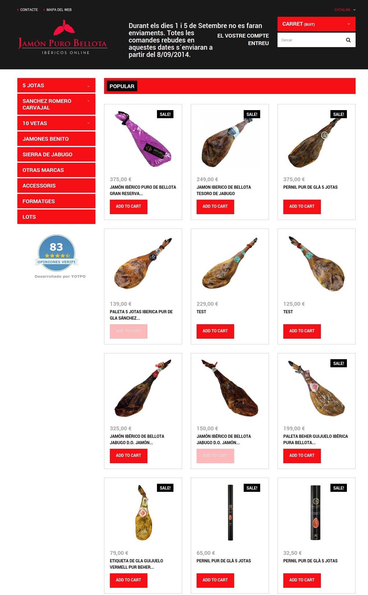 Tienda online Jamón Puro Bellota