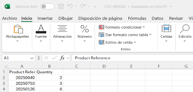 Importacions des de CSV al B2B