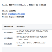 Textos de confirmació diferents al B2B