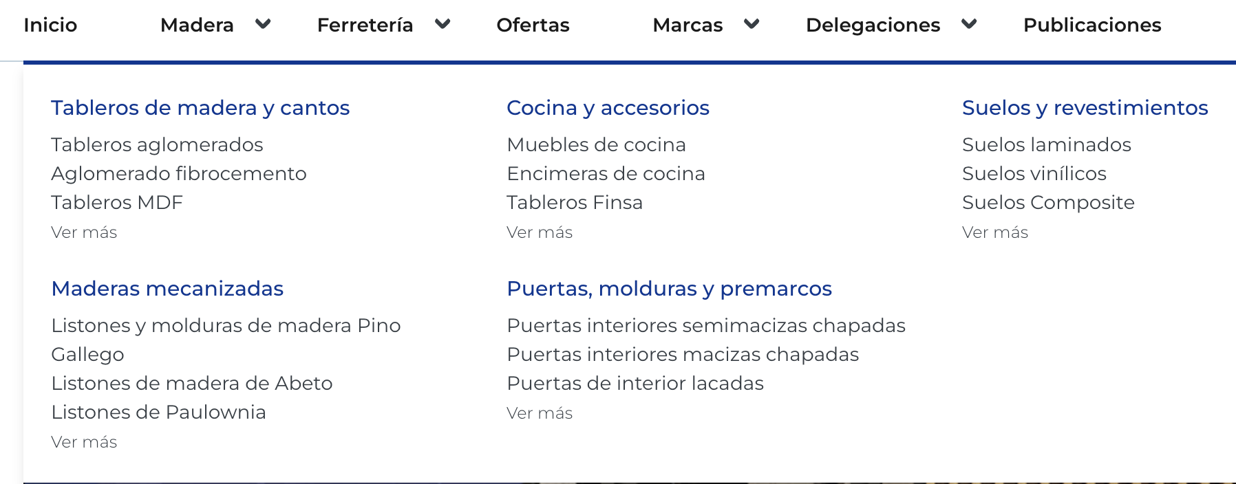 menú de navegació B2B