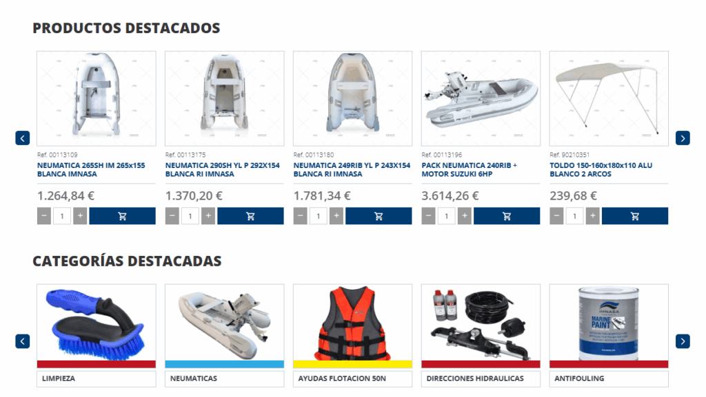 Productos del B2B de Imnasa