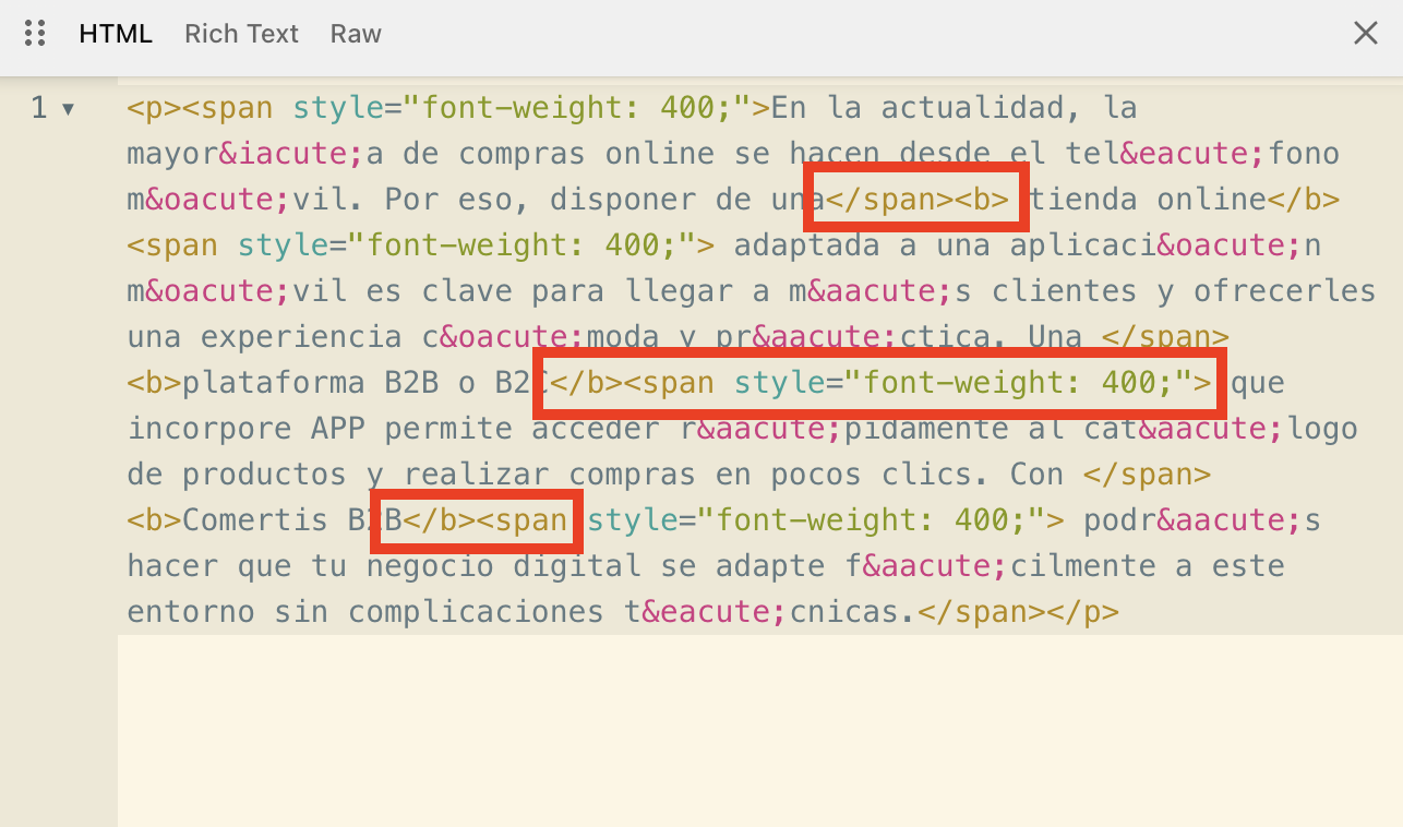 Etiquetes HTML al B2B